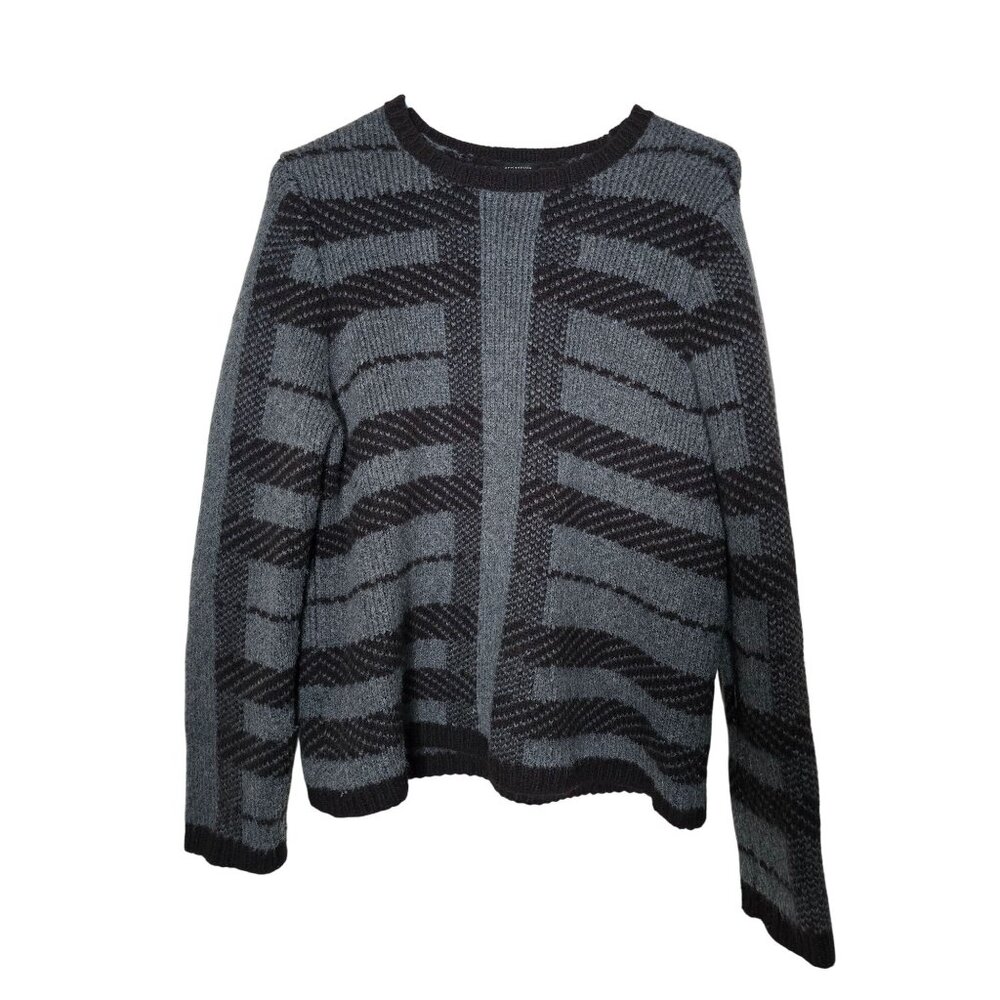 Ann Taylor Geometric‎ Patterned Sweater L Alpaca & Rabbit Hair Blend Black/Gray